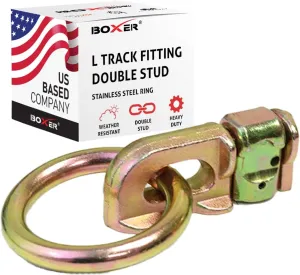 10 Pack - L Track Fitting Double Stud O Ring – L Track Accessory 5,000lbs, Use with L Track Rails, Truck Bed, Trailer Tie Down