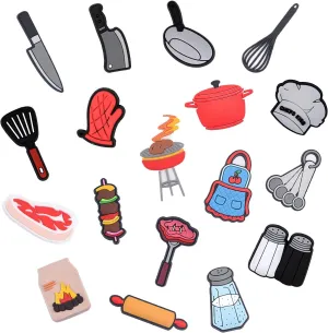18PCS Kitchen Theme Shoe Charms Cooking Chef Shoe Accessories for Sandals Bracelet Wristband Funny DIY Gifts Party Favors Supplies