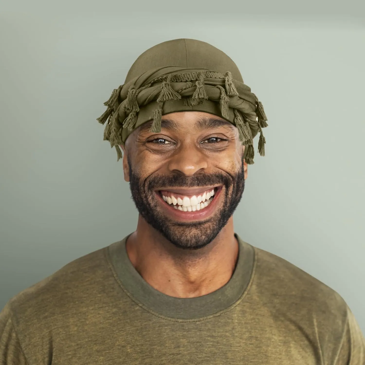 2 Pcs Satin Lined Turban With Long Twist Straps, Silky Head Wraps for Men, Halo Head Scarf for Hair