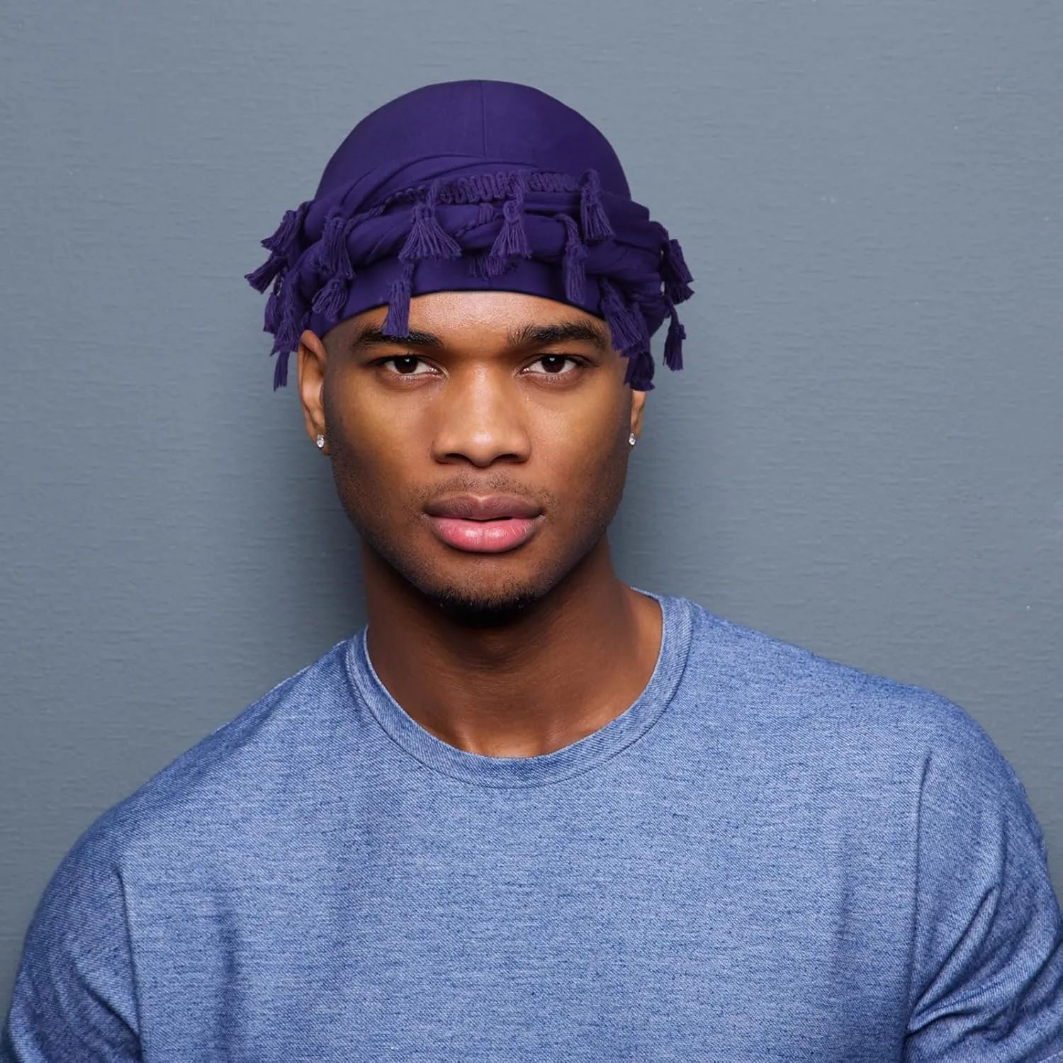 2 Pcs Satin Lined Turban With Long Twist Straps, Silky Head Wraps for Men, Halo Head Scarf for Hair