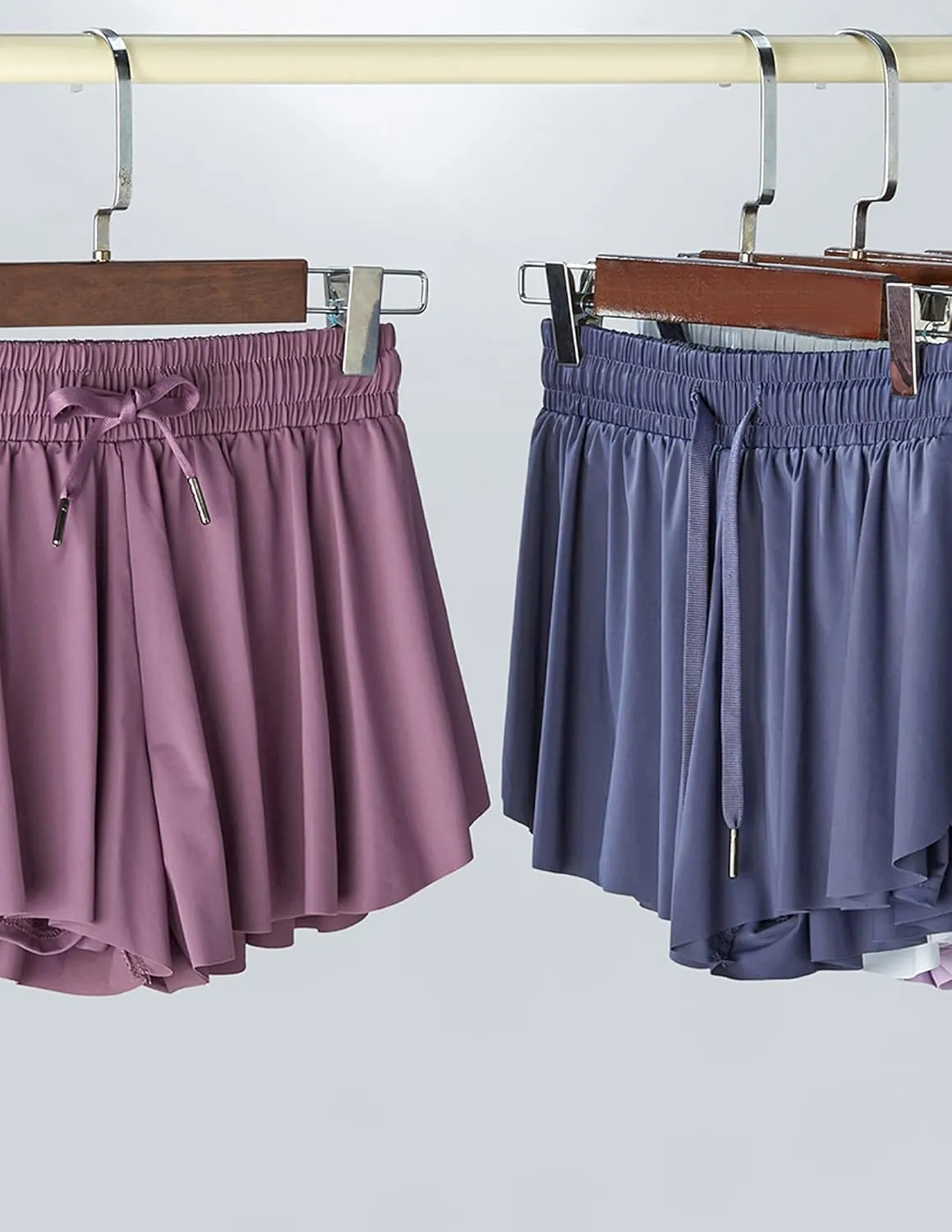3 Pack Girls Flowy Shorts with Spandex Liner 2-in-1 Youth Butterfly Skirts for Fitness, Running, Sports