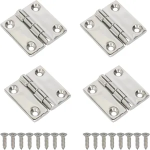 4 Pcs 316 Stainless Steel Boat Hinges, Marine Grade Hinges, 2 x 2 Inch (50 mm X 50 mm) Heavy Duty Boat Hatch Hinge with Screws Casting Cabinet Door Hinge