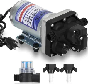 4008-171-A65/E65 Water Pump, 115V 3.0GPM with Strainer, Portable Electric Utility Water Pump 55PSI/3.7Bar, 3GPM/11.3LPM,Water Pump for RV Marine Boat, Sliver