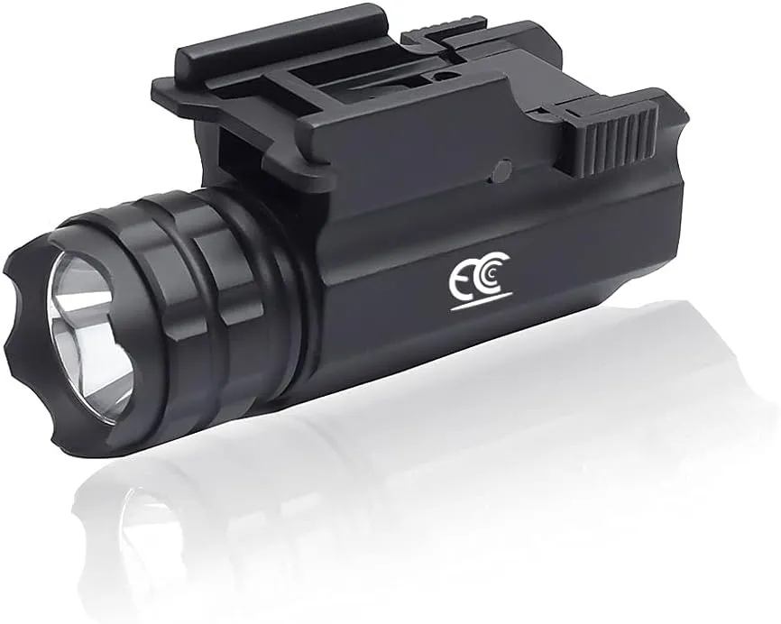 500 Lumens LED Rail Mount Tactical Gun Flashlight Pistol Light with Strobe, Quick Release for Hunting, Black