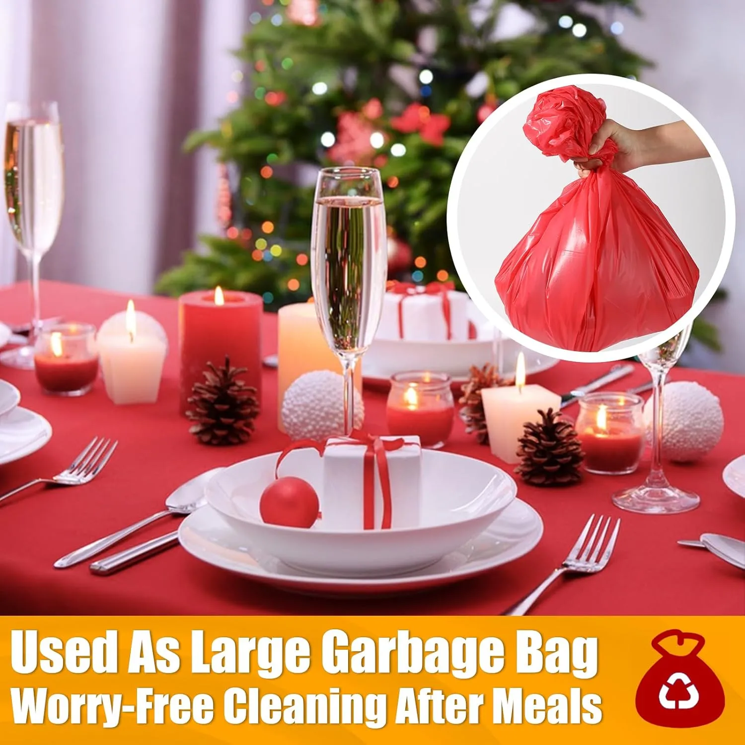 54 in X 300 FT Red Plastic Table Cover Roll with Slide Cutter，Cuts Up to 36 Rectangle 8 Feet Disposable Plastic Table Cloths，Disposable Table Cover Roll for Dinning，Parties，BBQ，Wedding，Outdoor