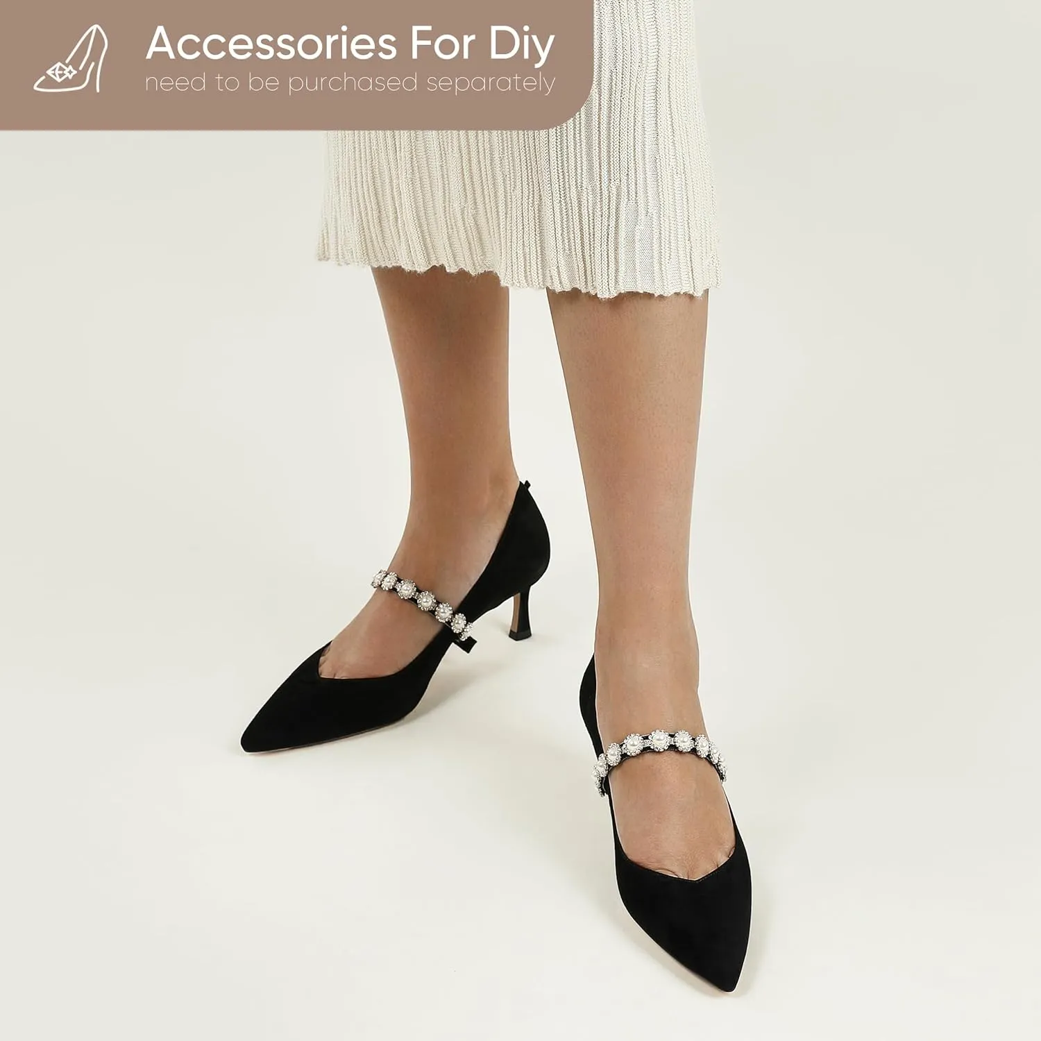 7or9 Kitten Heels for Women Comfortable Leather High Heels Pointed Toe Women's Pumps Black Heels 2"