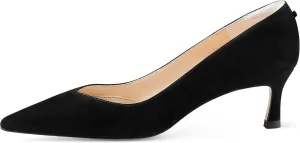 7or9 Kitten Heels for Women Comfortable Leather High Heels Pointed Toe Women's Pumps Black Heels 2"