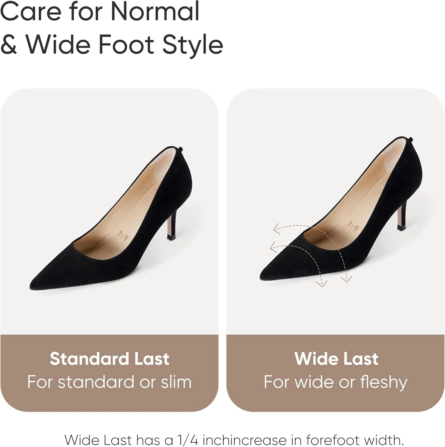 7or9 Kitten Heels for Women Comfortable Leather High Heels Pointed Toe Women's Pumps Black Heels 2"