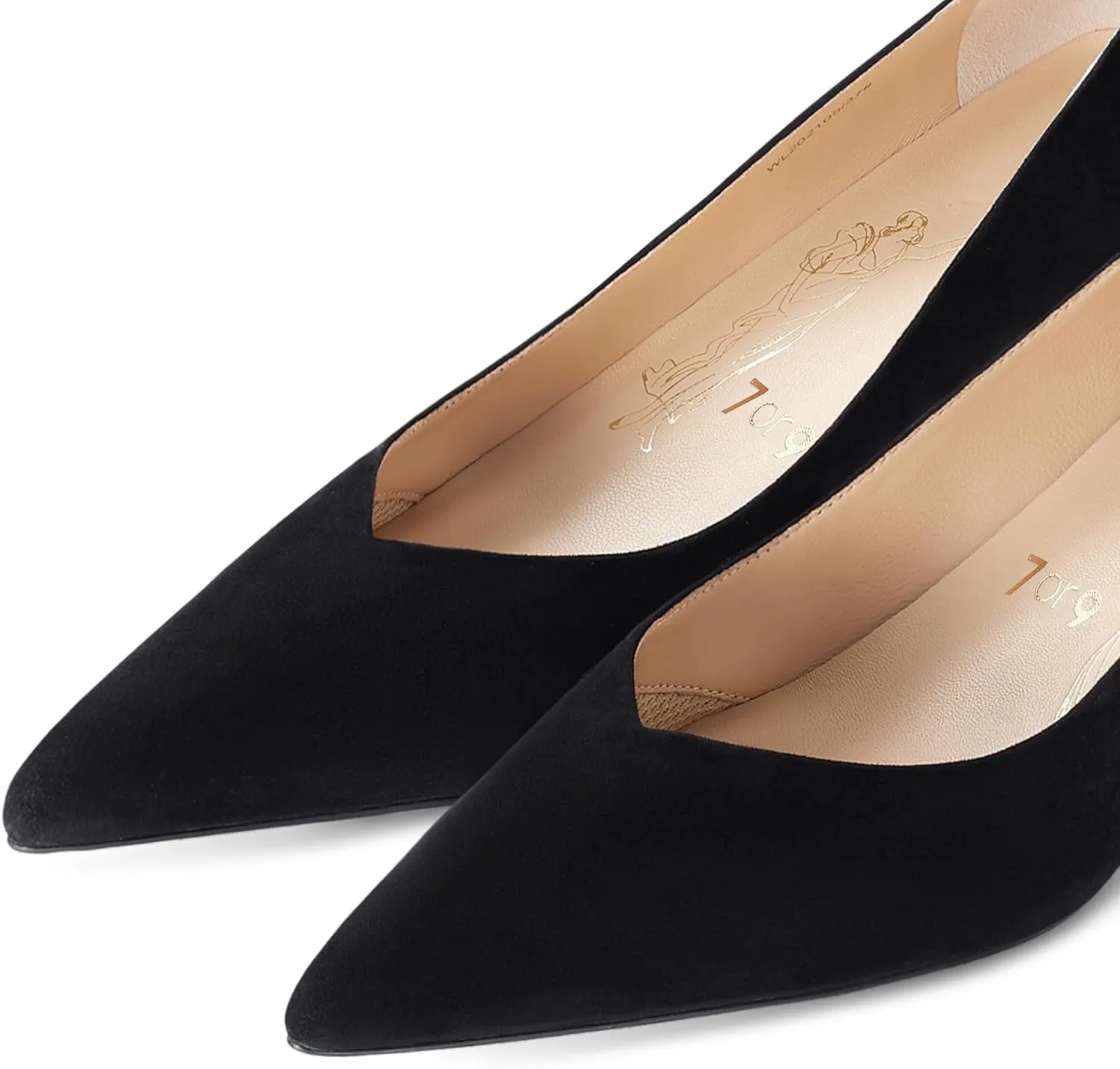 7or9 Kitten Heels for Women Comfortable Leather High Heels Pointed Toe Women's Pumps Black Heels 2"