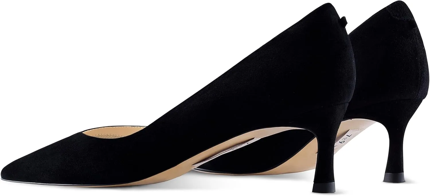 7or9 Kitten Heels for Women Comfortable Leather High Heels Pointed Toe Women's Pumps Black Heels 2"