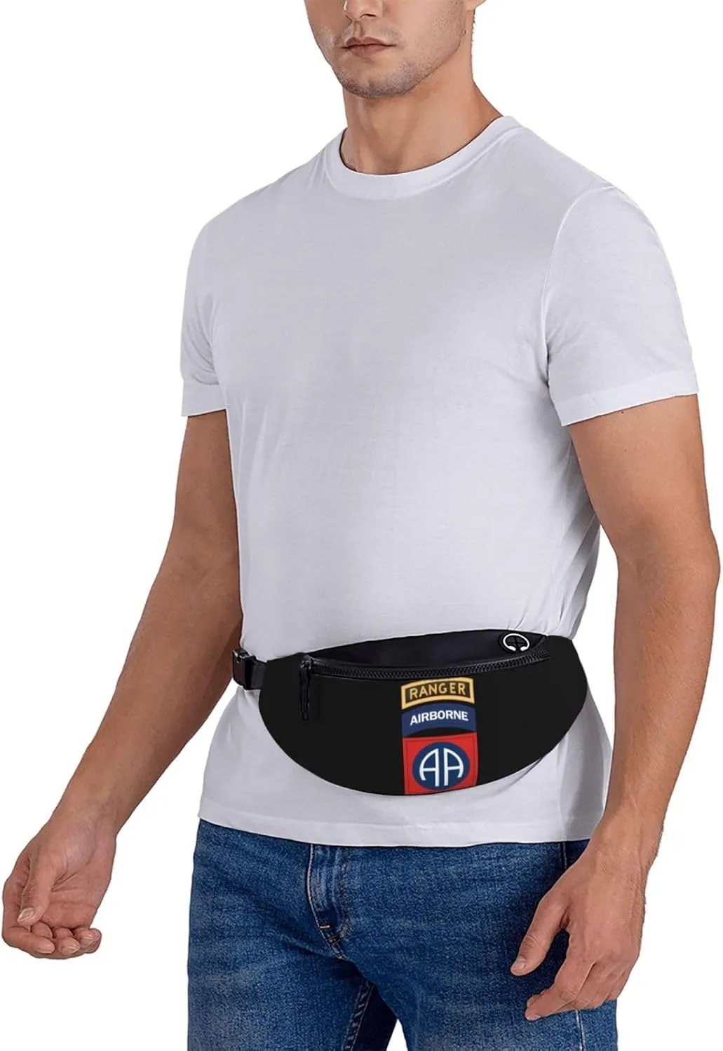 82nd Airborne Fanny Pack Daypack Crossbody Waist Bag For Travel Sports Running Hiking, Black