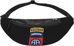 82nd Airborne Fanny Pack Daypack Crossbody Waist Bag For Travel Sports Running Hiking, Black