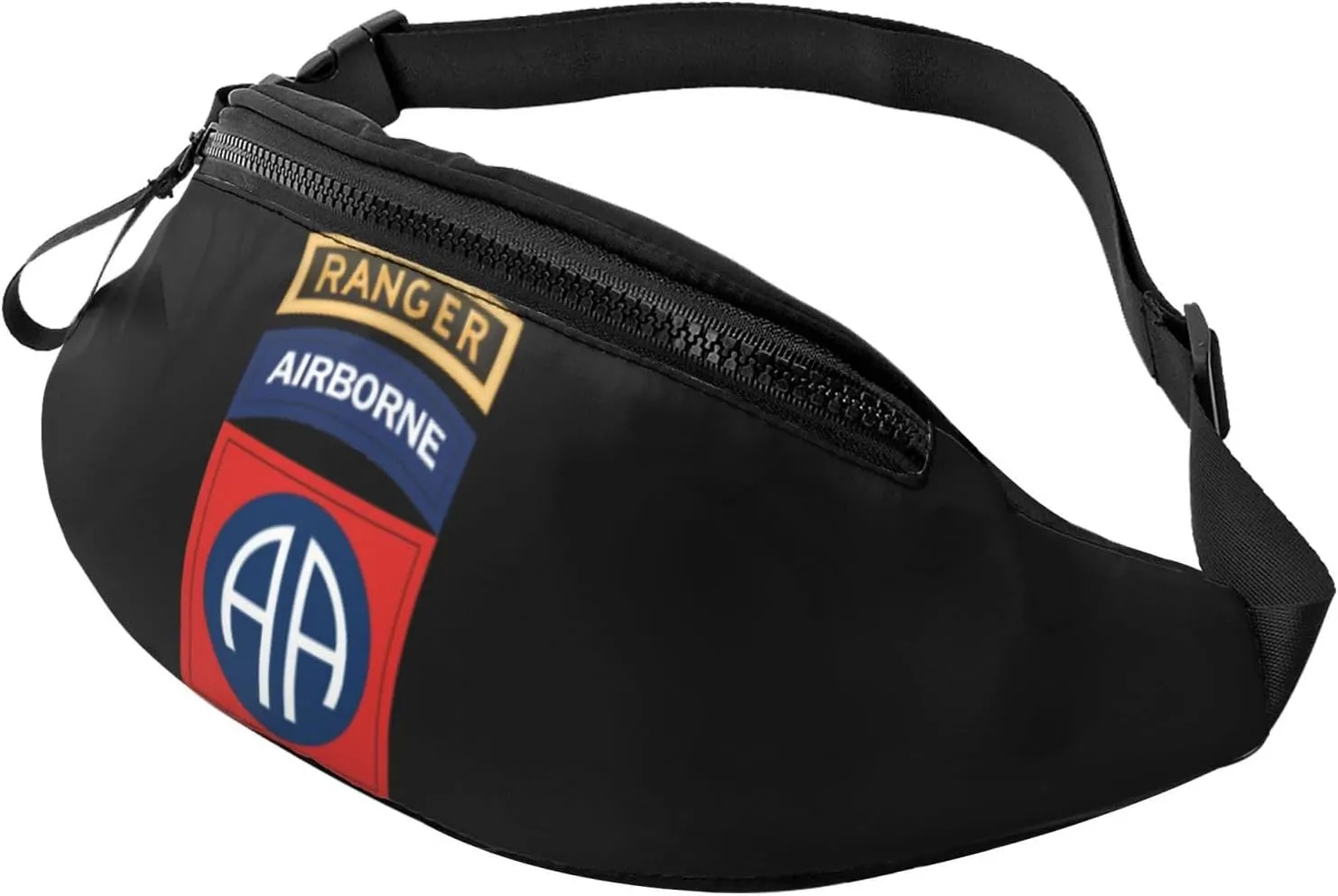 82nd Airborne Fanny Pack Daypack Crossbody Waist Bag For Travel Sports Running Hiking, Black