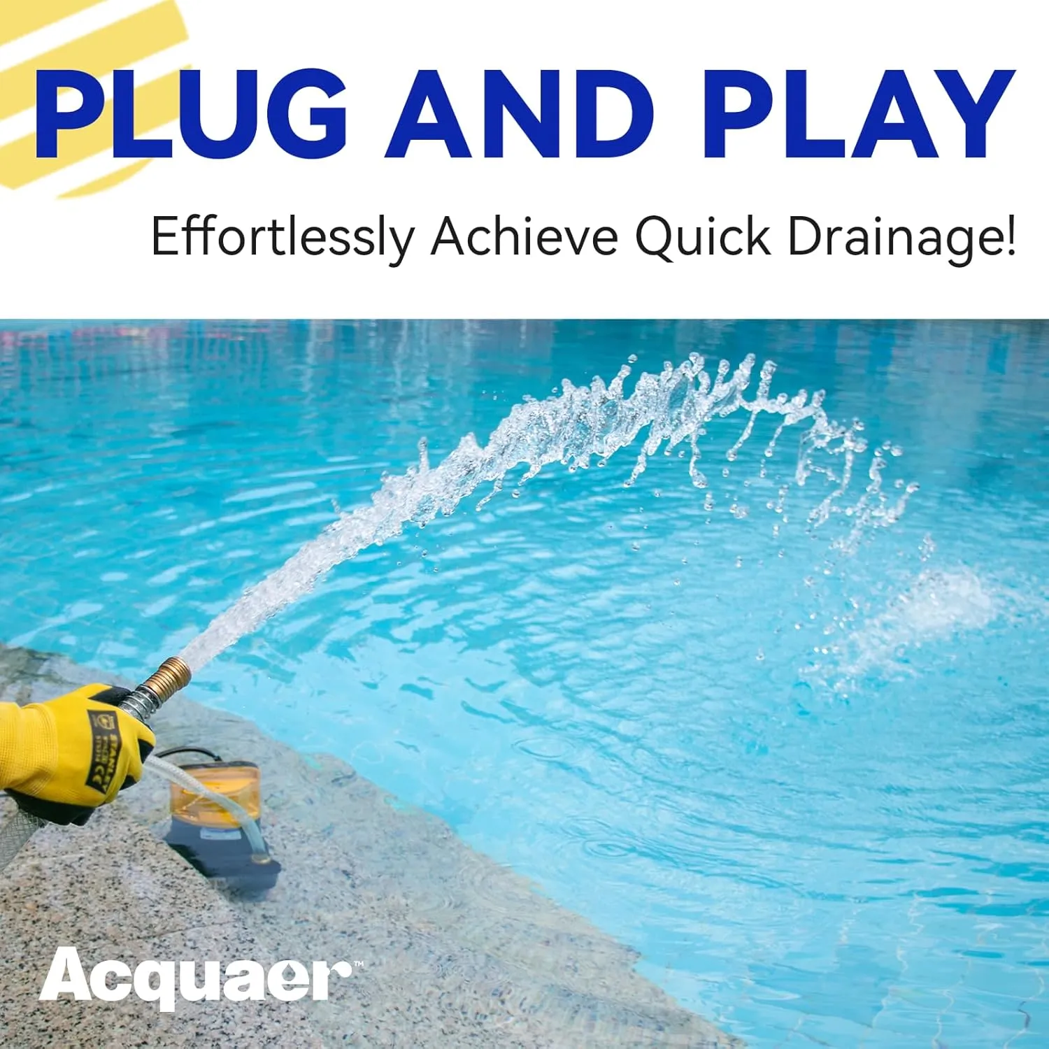 Acquaer 1HP Sump Pump, 4345GPH Submersible Water Pump for Water Removal in Hot Tubs, Pools, Basements, and Garden Ponds