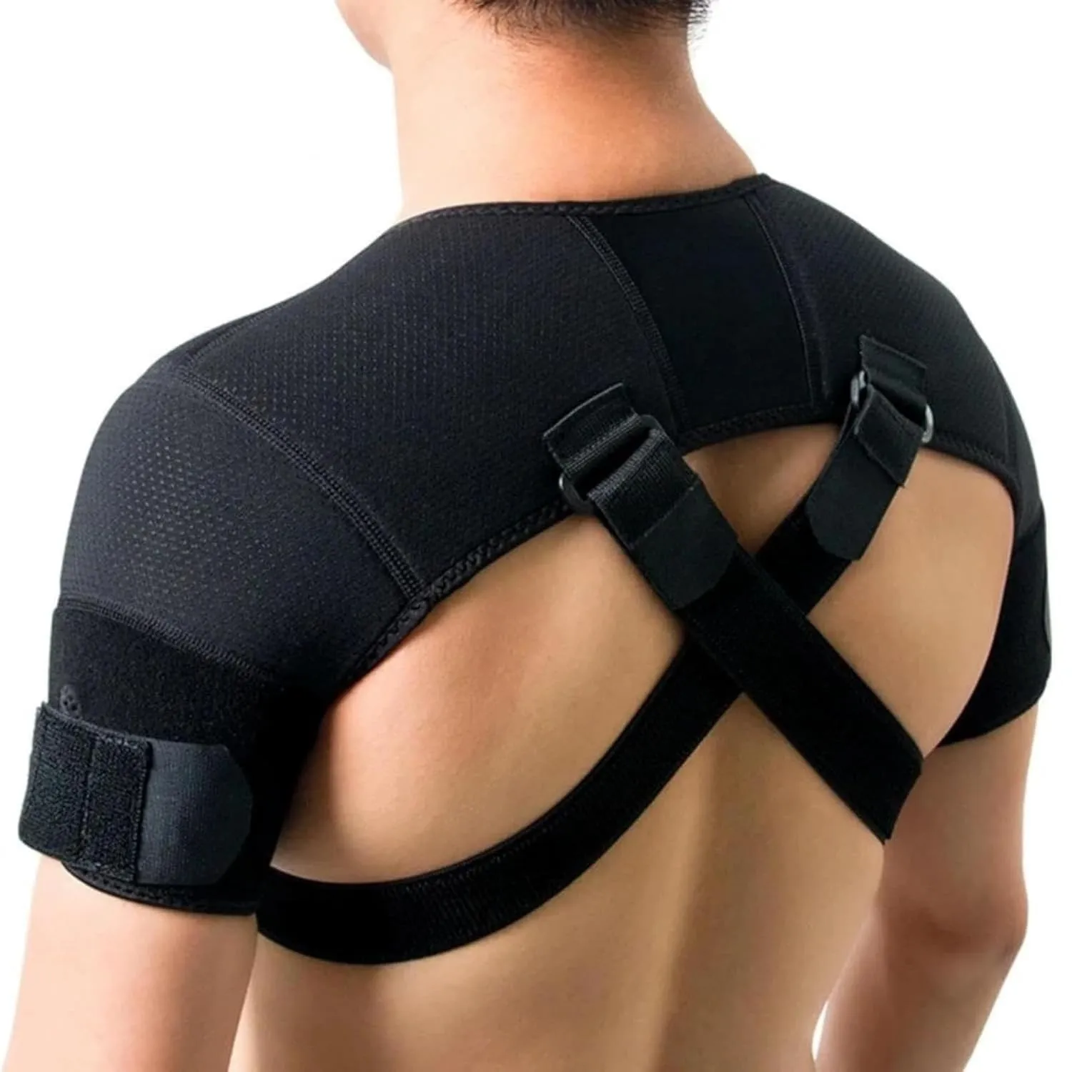 Adjustable Double Shoulder Support Brace, Flexible Compression Wrap Protector for Sleeping Pain Relief & Injury Preventio for Men and Women Frozen Shoulder,AC Joint,Labrum Tear(XXL/XXXL)
