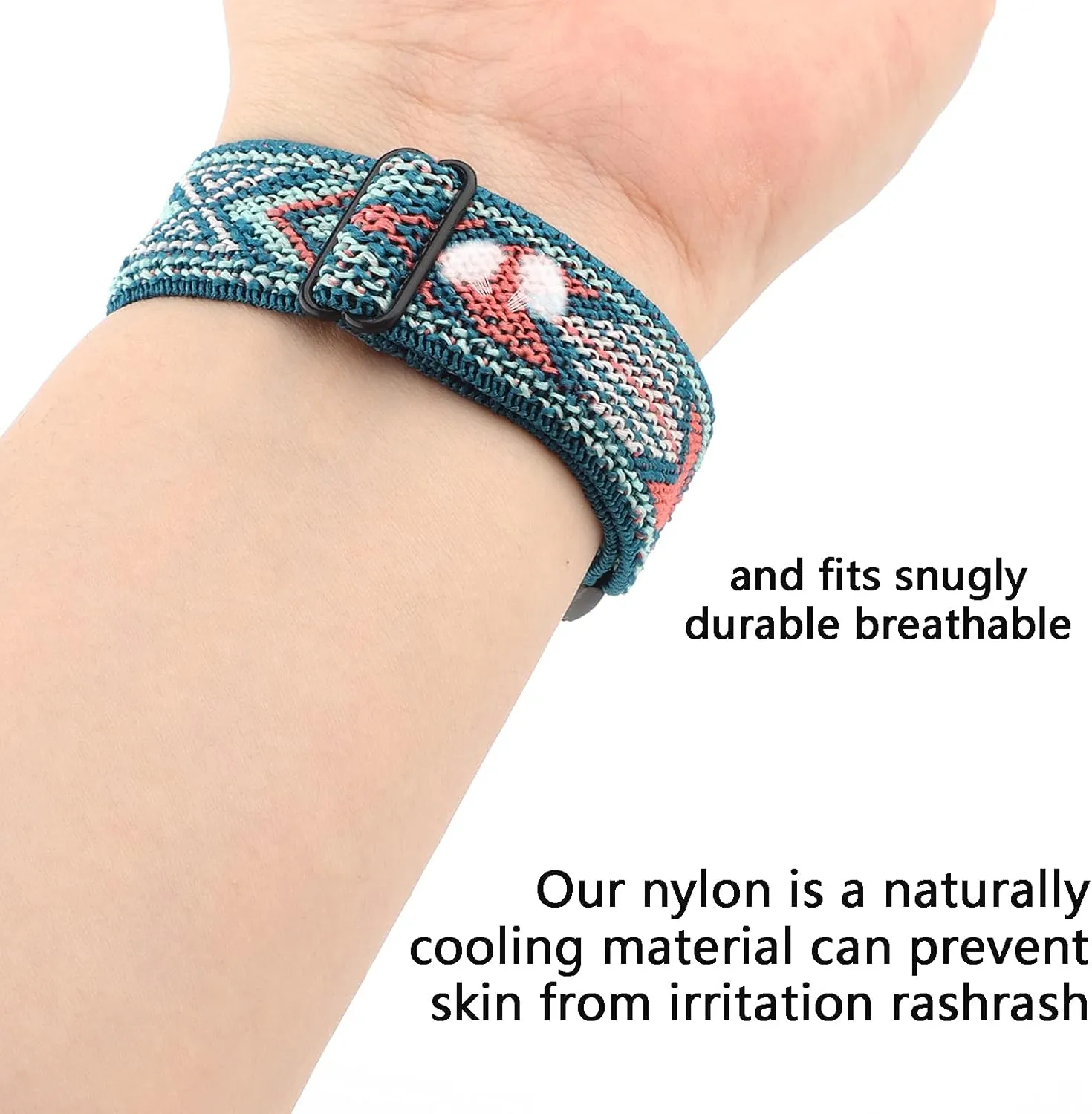 Adjustable Elastic Nylon Bands Compatible with Fitbit Alta and Alta HR Fitness Tracker, 2 Pack Braided Stretchy Wristband Accessory Bracelet Watch Strap Sport Replacement Band for Women Men