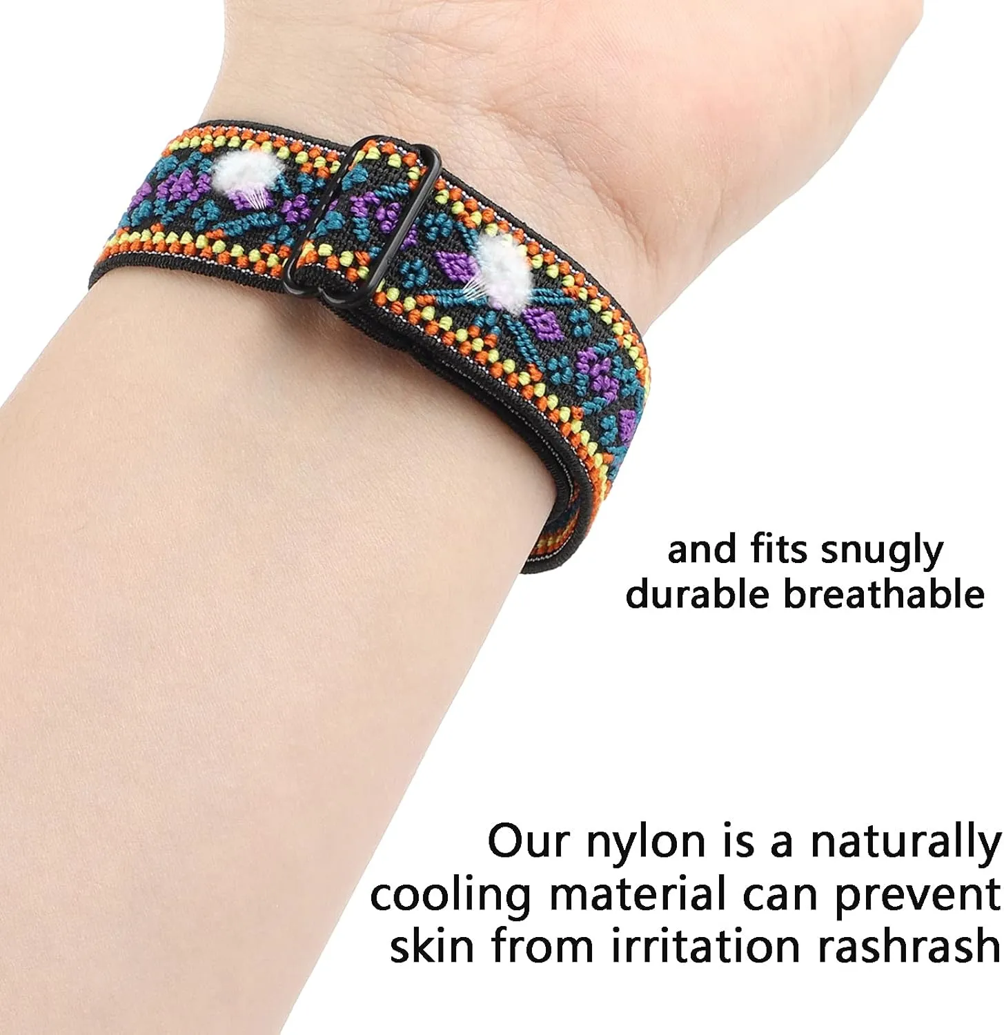 Adjustable Elastic Nylon Bands Compatible with Fitbit Alta and Alta HR Fitness Tracker, 2 Pack Braided Stretchy Wristband Accessory Bracelet Watch Strap Sport Replacement Band for Women Men