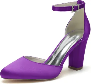 ADMLZQQ Women's Closed Toe Fashion Ankle Strap Block Chunky Low Heel Pump Sandal Party Wedding Dress Shoe