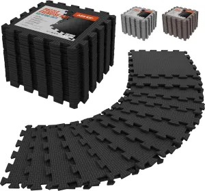 AIRHOP 18 Tiles Gym Floor Mat, EVA Foam Puzzle Gym Mat, High-Density Interlocking Foam Floor Tiles for Home Gym, Play Workout Garage Kitchen Flooring