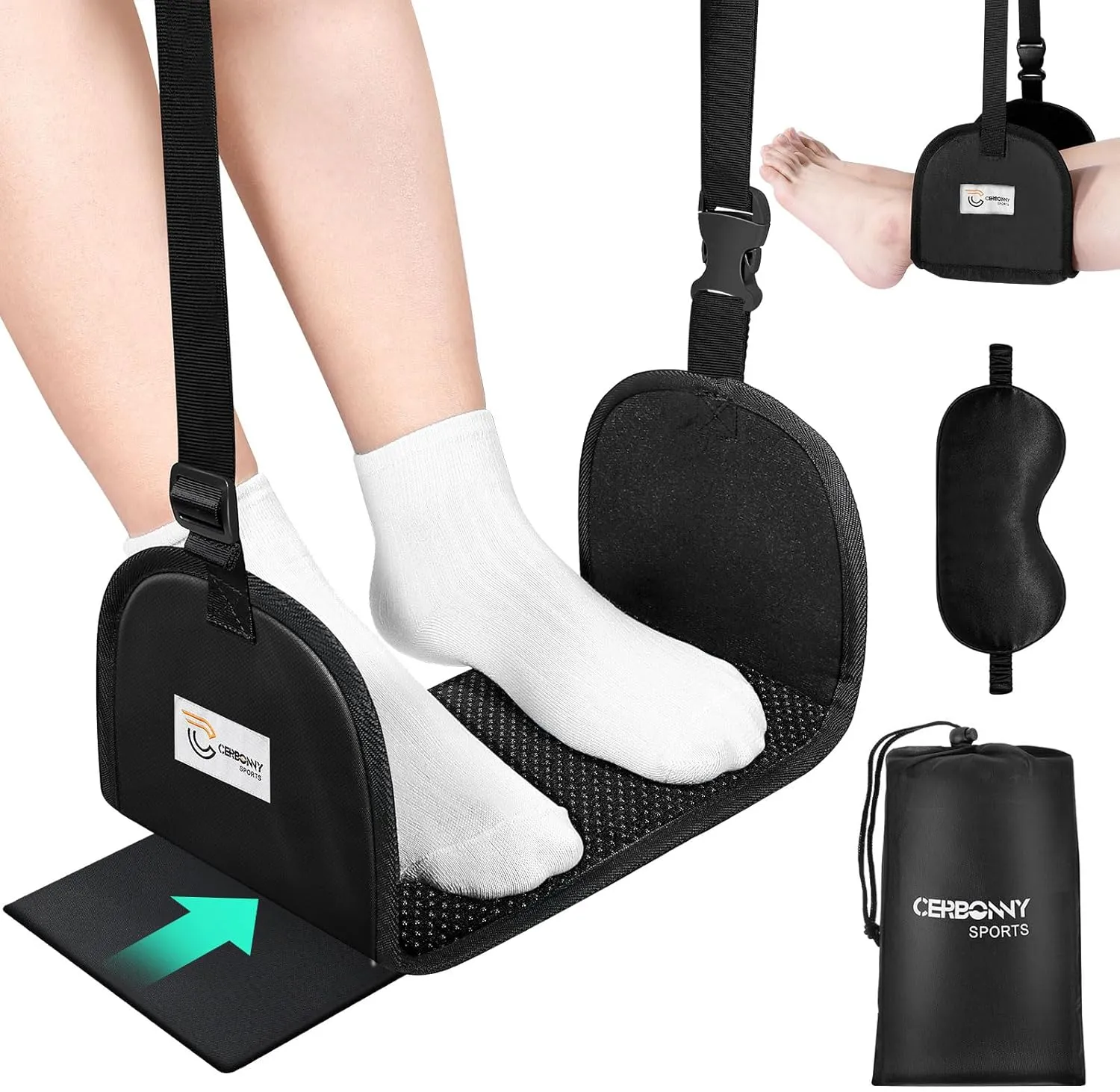Airplane Foot Rest - Portable and Adjustable Foot Hammock, Travel Flight Essential for Relaxing Your Feet During Journeys (Non-Slip)