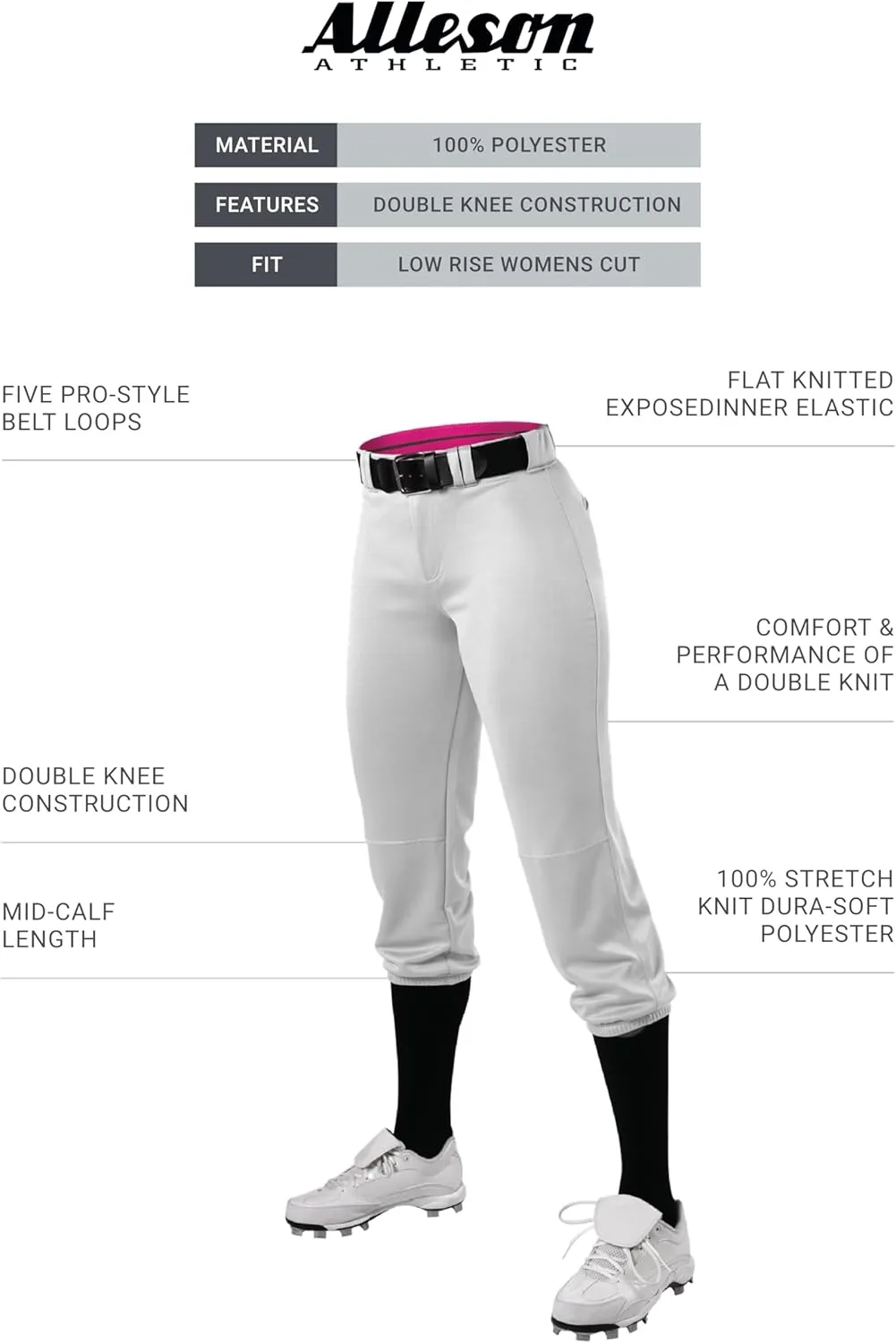 Alleson Athletic Teen-Girl's Fastpitch/Softball Speed Premium Pant – Pro-Style Fit and Durable Construction