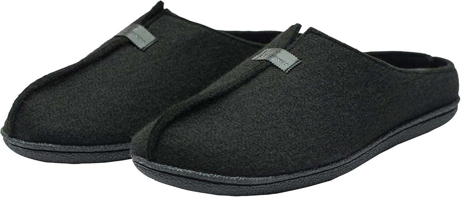 Alpine Swiss Bruce Mens Felt Faux Wool Clog Slippers Comfortable Slip On House Shoes