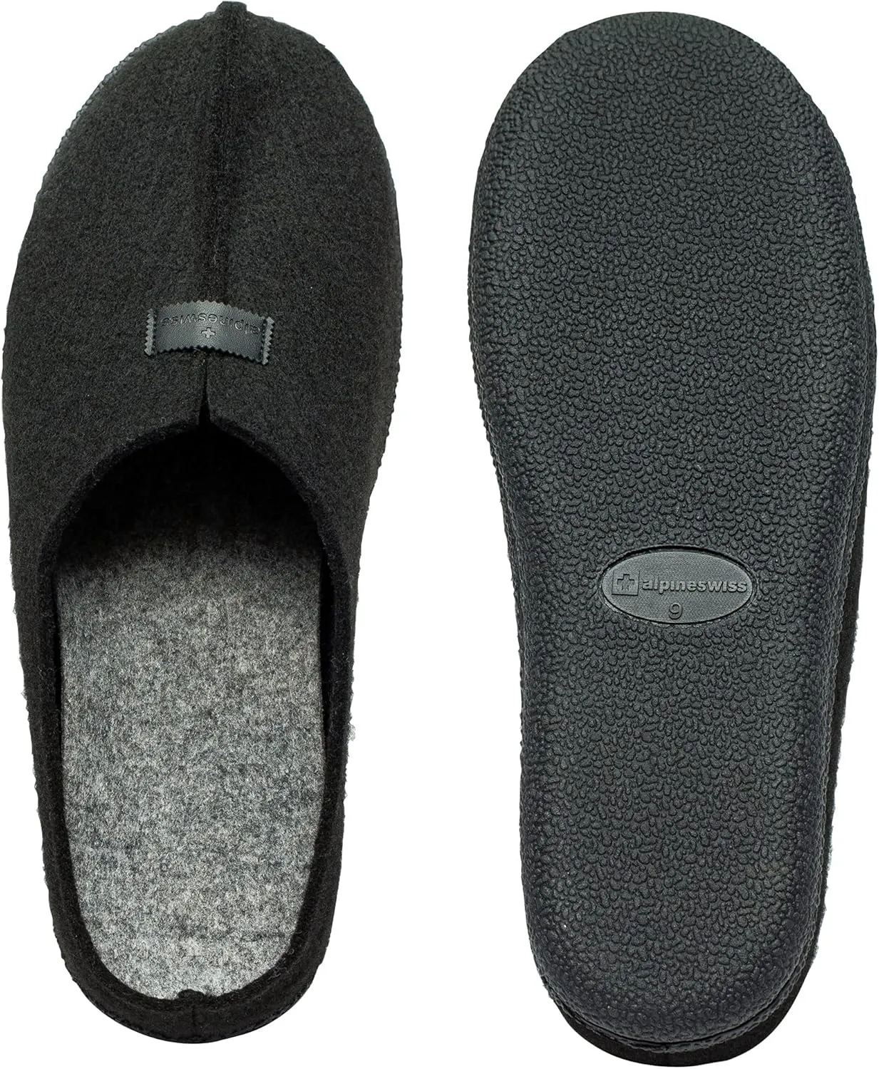 Alpine Swiss Bruce Mens Felt Faux Wool Clog Slippers Comfortable Slip On House Shoes