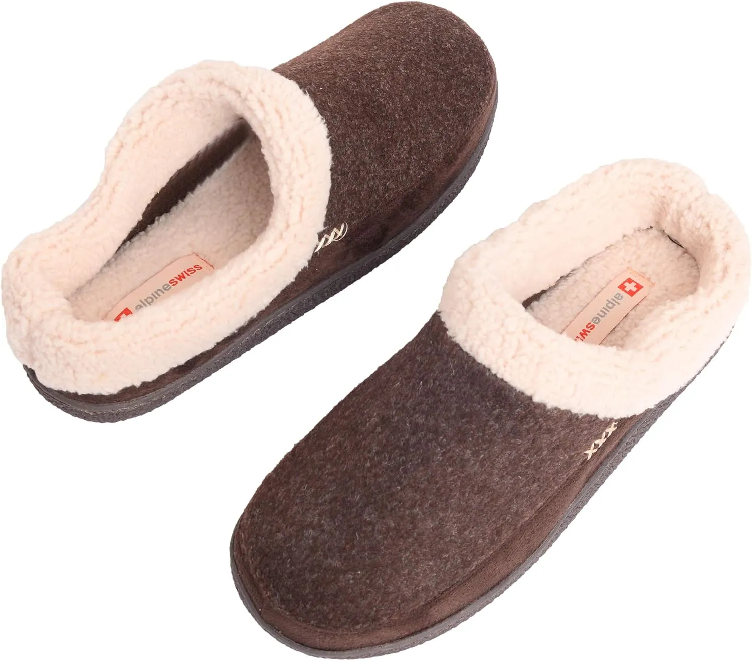 Alpine Swiss Paul Mens Memory Foam Fleece Clog Slippers House Shoes