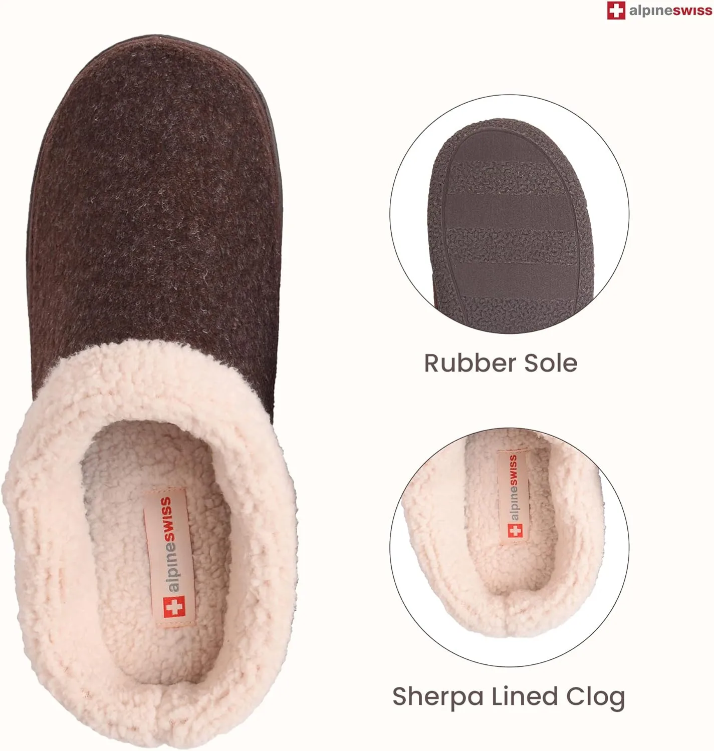 Alpine Swiss Paul Mens Memory Foam Fleece Clog Slippers House Shoes