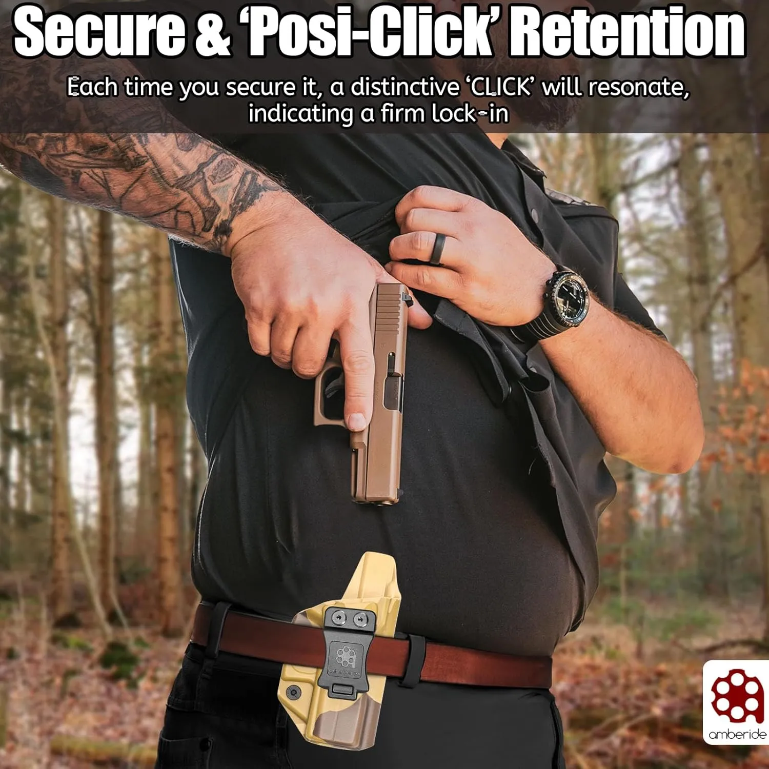 Amberide KYDEX Holsters for Glock 43/43X & 43X MOS | Adjustable Cant | Inside & Outside Waistband Concealed Carry Options | IWB & OWB for Ultimate Comfort & Stability