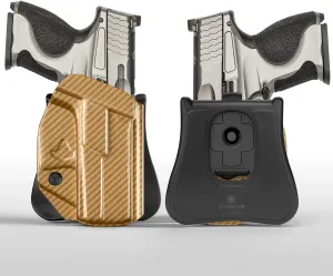 Amberide OWB KYDEX Holster Fit: Smith & Wesson M&P Shield Plus / M2.0 / M1.0-9mm/.40 S&W - 3.1" Pistol, Open Carry Holster for Outside Waistband, Adjustable Cant & 'Posi-Click' Retention, USA Made