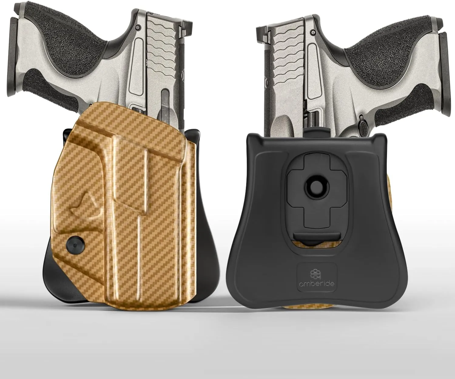 Amberide OWB KYDEX Holster Fit: Smith & Wesson M&P Shield Plus / M2.0 / M1.0-9mm/.40 S&W - 3.1" Pistol, Open Carry Holster for Outside Waistband, Adjustable Cant & 'Posi-Click' Retention, USA Made