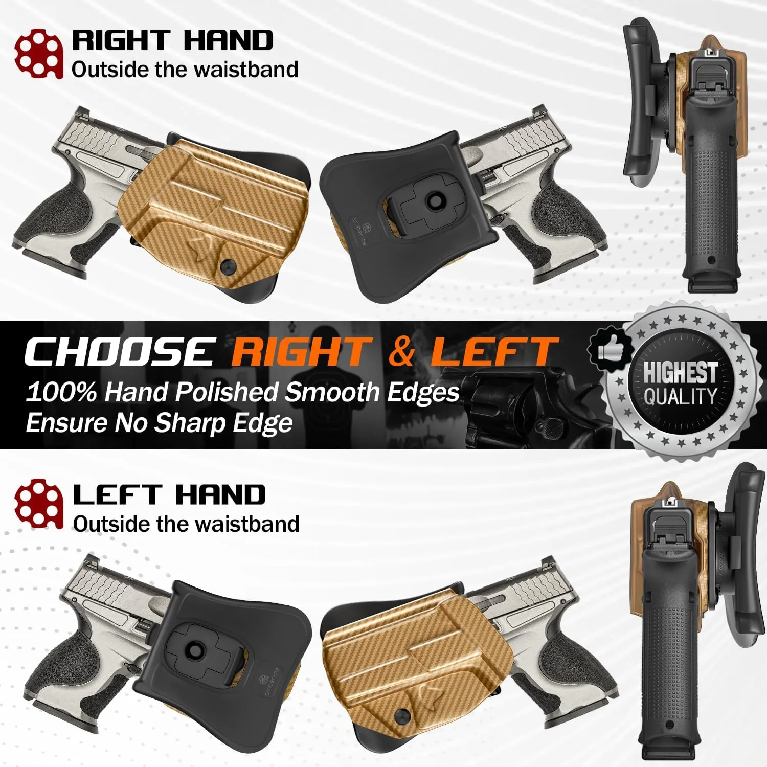 Amberide OWB KYDEX Holster Fit: Smith & Wesson M&P Shield Plus / M2.0 / M1.0-9mm/.40 S&W - 3.1" Pistol, Open Carry Holster for Outside Waistband, Adjustable Cant & 'Posi-Click' Retention, USA Made