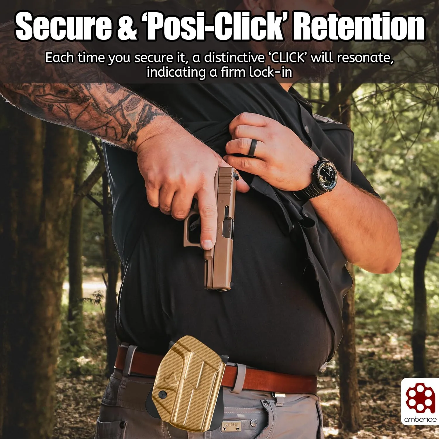 Amberide OWB KYDEX Holster Fit: Smith & Wesson M&P Shield Plus / M2.0 / M1.0-9mm/.40 S&W - 3.1" Pistol, Open Carry Holster for Outside Waistband, Adjustable Cant & 'Posi-Click' Retention, USA Made