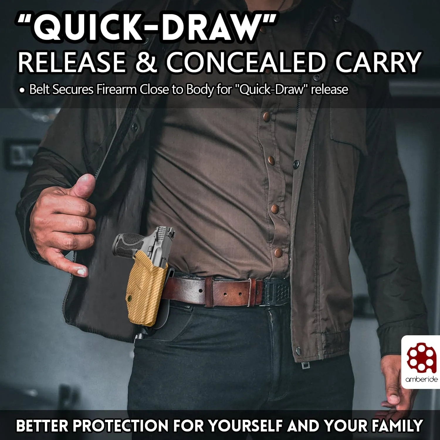 Amberide OWB KYDEX Holster Fit: Smith & Wesson M&P Shield Plus / M2.0 / M1.0-9mm/.40 S&W - 3.1" Pistol, Open Carry Holster for Outside Waistband, Adjustable Cant & 'Posi-Click' Retention, USA Made