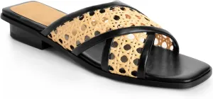 ANN CREEK Women's X-Band Slide Flat Sandals Open Toe Braided Dressy Summer Comfortable Fashion Beach Cute Ladies Slides Casual Woven