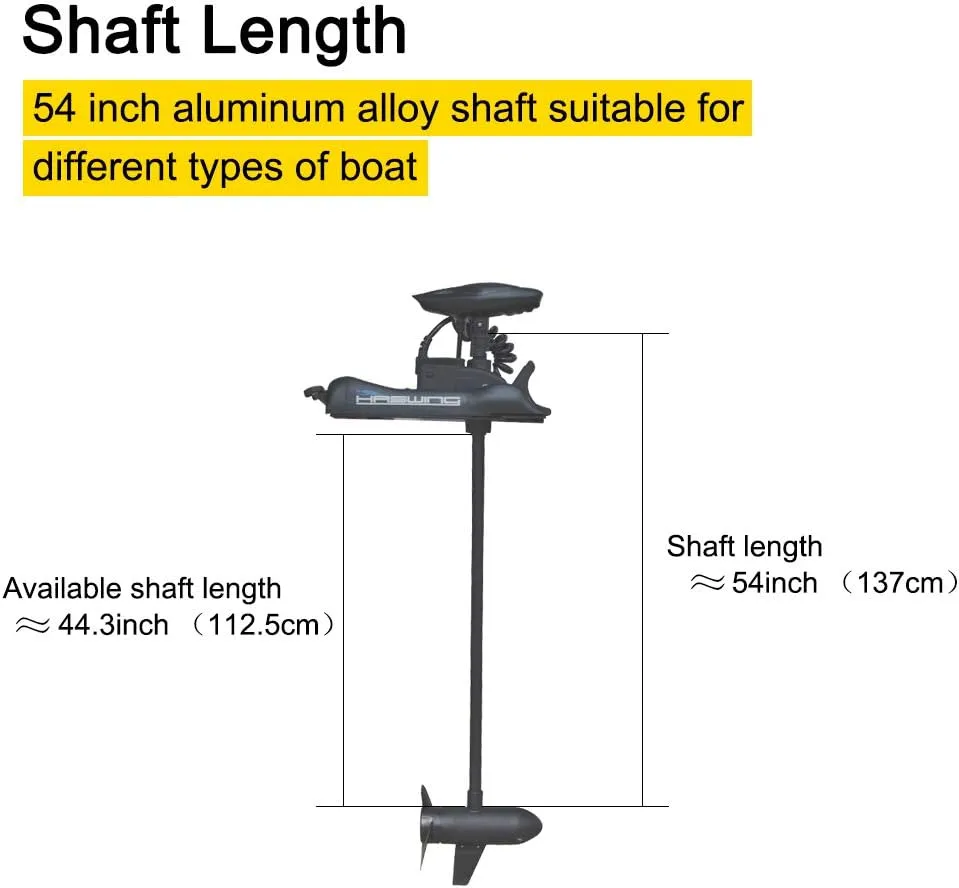 AQUOS Haswing Black 12V 55LBS 48inch Bow Mount Trolling Motor with 2.4 G Remote Control, Quick Release Bracket for Inflatable Boat Kayak Bass Boat Aluminum Boat Fishing, Freshwater/Saltwater Use