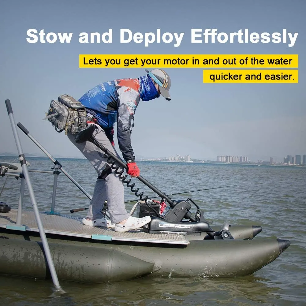 AQUOS Haswing Black 12V 55LBS 48inch Bow Mount Trolling Motor with 2.4 G Remote Control, Quick Release Bracket for Inflatable Boat Kayak Bass Boat Aluminum Boat Fishing, Freshwater/Saltwater Use