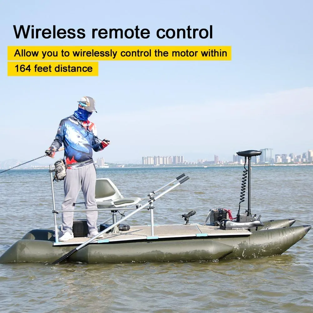 AQUOS Haswing Black 12V 55LBS 48inch Bow Mount Trolling Motor with 2.4 G Remote Control, Quick Release Bracket for Inflatable Boat Kayak Bass Boat Aluminum Boat Fishing, Freshwater/Saltwater Use