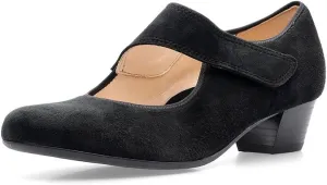 ARA Women's Mary Jane Pump 35mm Calico 2, Adjustable Loop Strap Black Suede - 6.5 M(US)