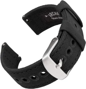 Archer Watch Straps - Canvas Quick Release Watch Bands (Black, 22mm)