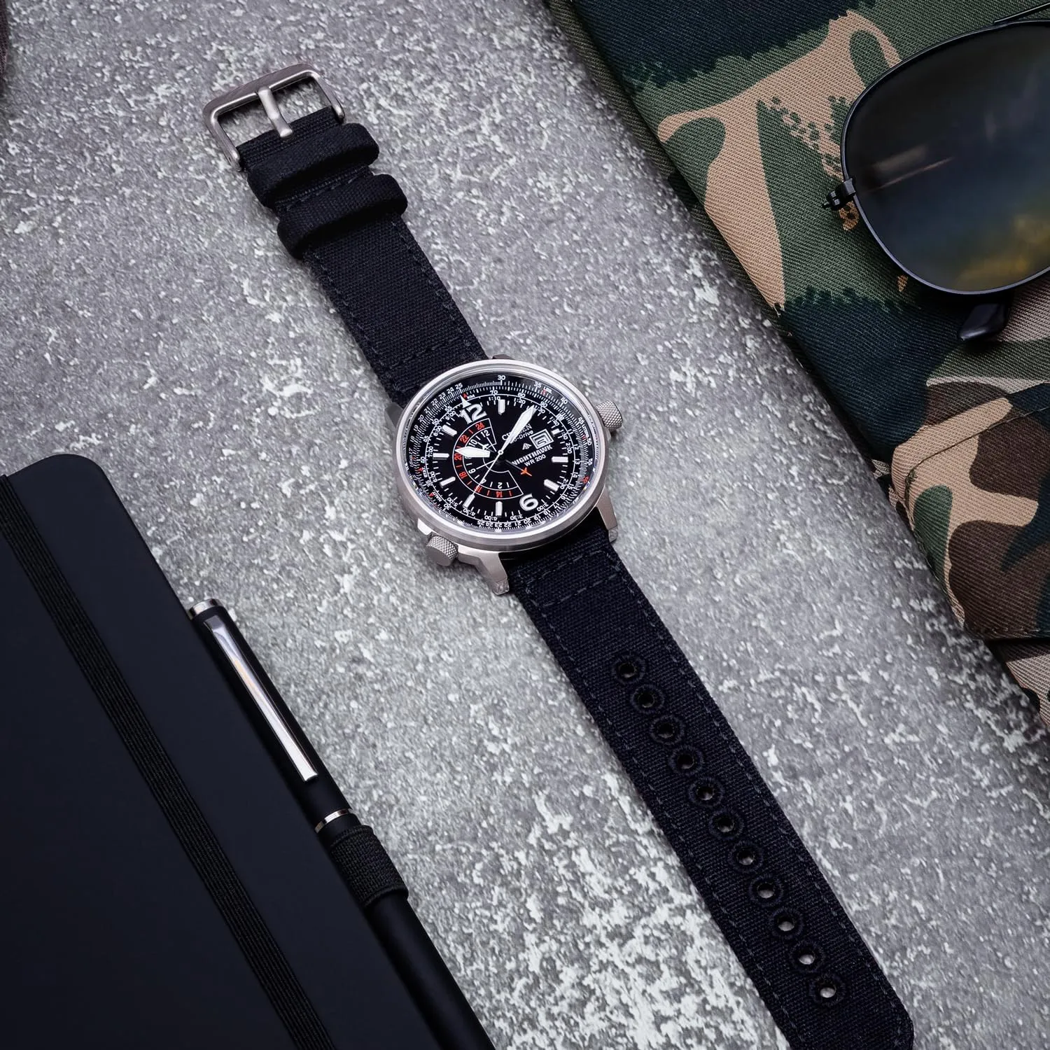 Archer Watch Straps - Canvas Quick Release Watch Bands (Black, 22mm)