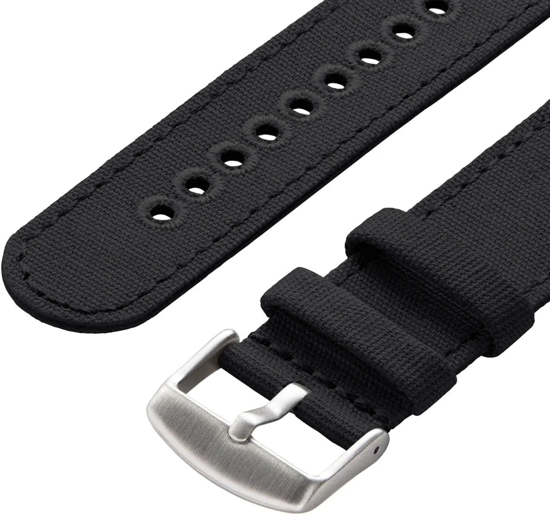 Archer Watch Straps - Canvas Quick Release Watch Bands (Black, 22mm)