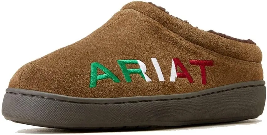 ARIAT Men's Indoor & Outdoor Suede Hooded Clog Slippers Logo