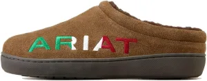 ARIAT Men's Indoor & Outdoor Suede Hooded Clog Slippers Logo