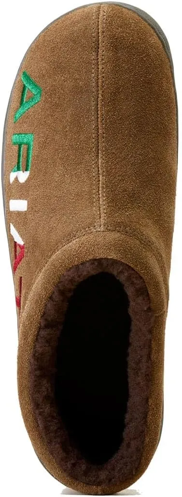 ARIAT Men's Indoor & Outdoor Suede Hooded Clog Slippers Logo