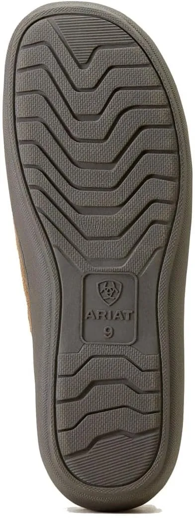 ARIAT Men's Indoor & Outdoor Suede Hooded Clog Slippers Logo