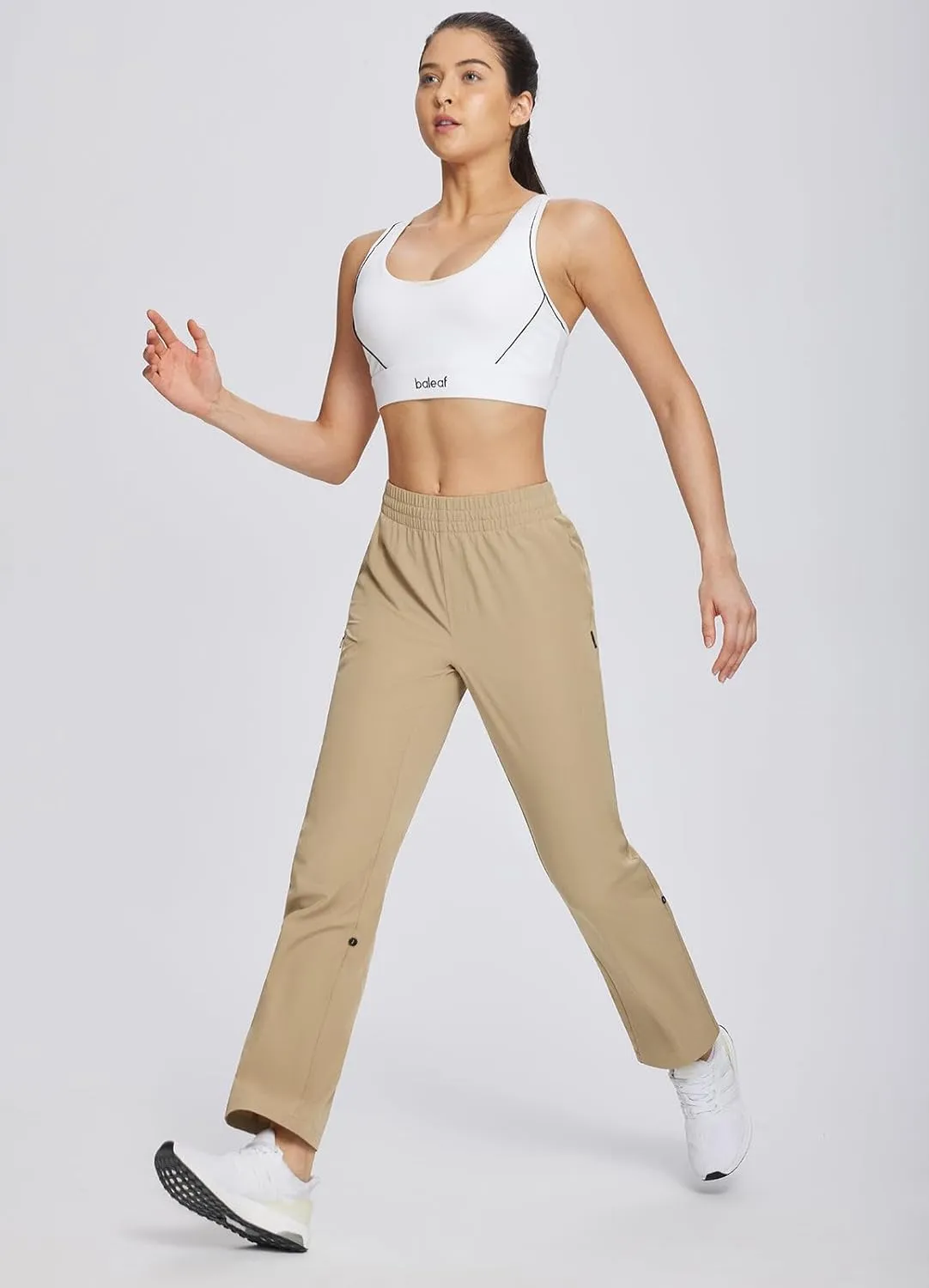 baleaf Women's Hiking Water Resistant Pants UPF Roll Up Convertible Capri Pant Quick Dry Zipper Pockets Travel Fishing