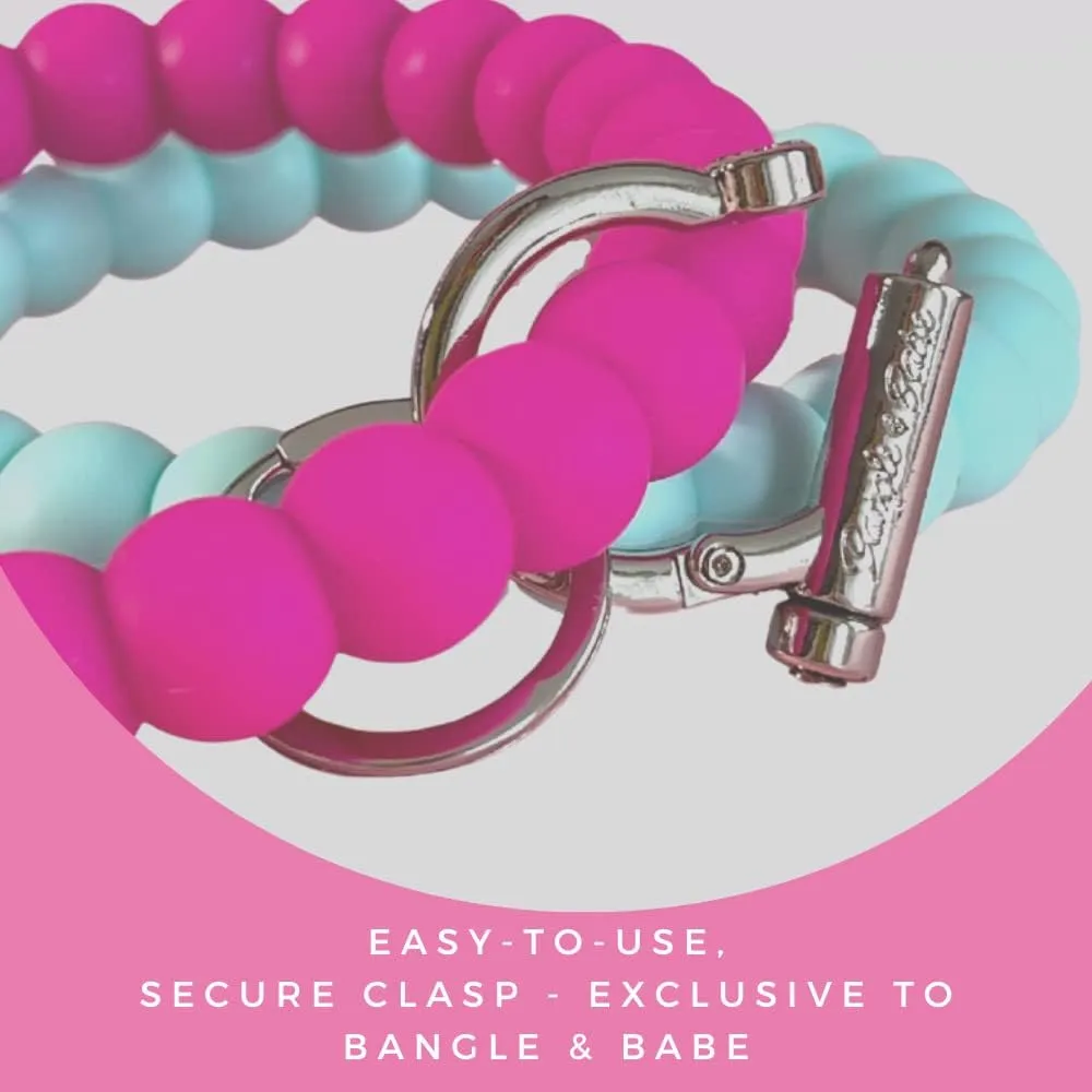 Bangle & Babe Bracelet Keychain For Women - Wristlet Keychain Bangle Key Ring – Bubble O Key Ring, Silver Clasp