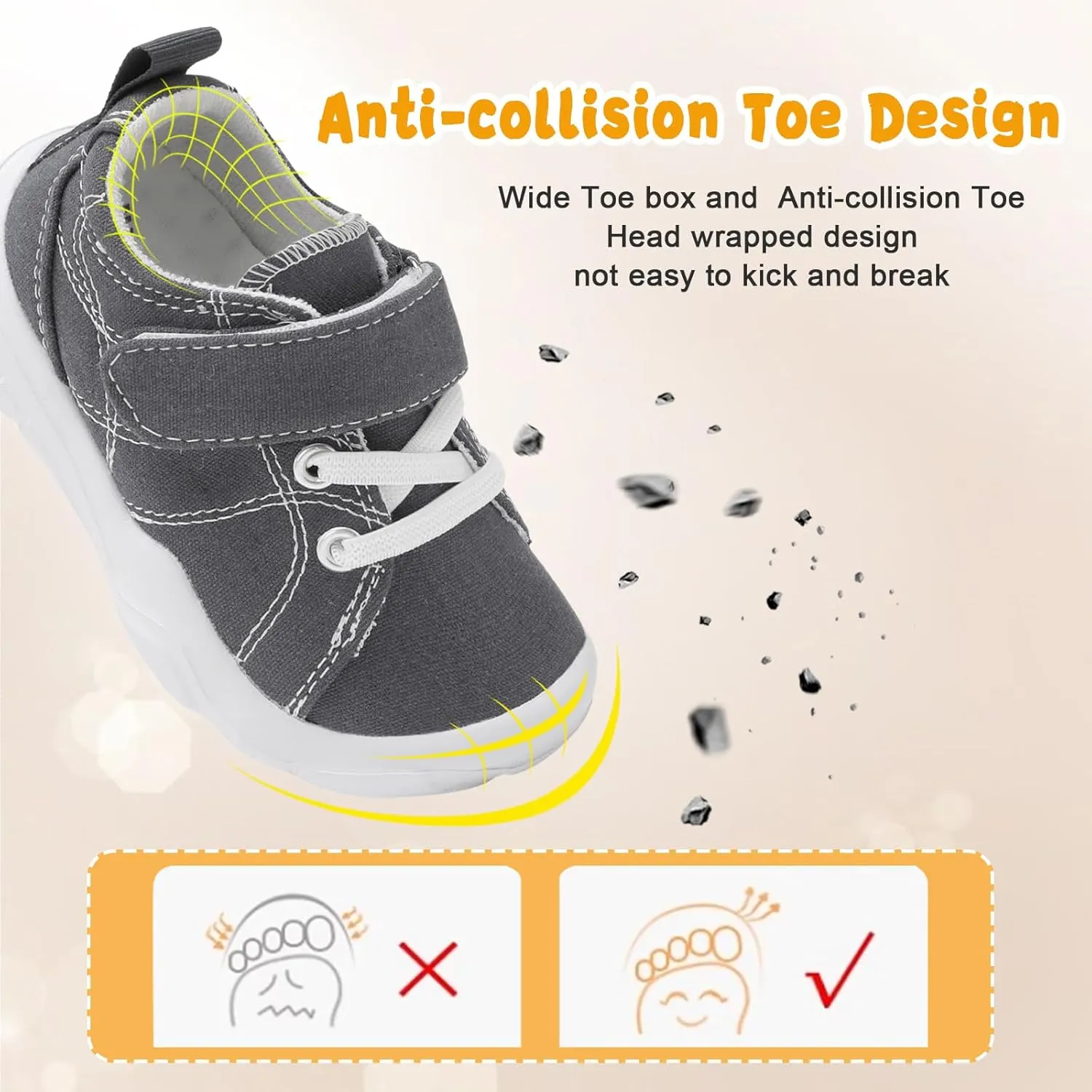 BARERUN Kids Canvas Shoes Running Shoes for Girls Boys Wide Toe Box Barefoot Toddler Sneakers Girls Boys School Shoes Non-Slip Toddler Tennis Shoes